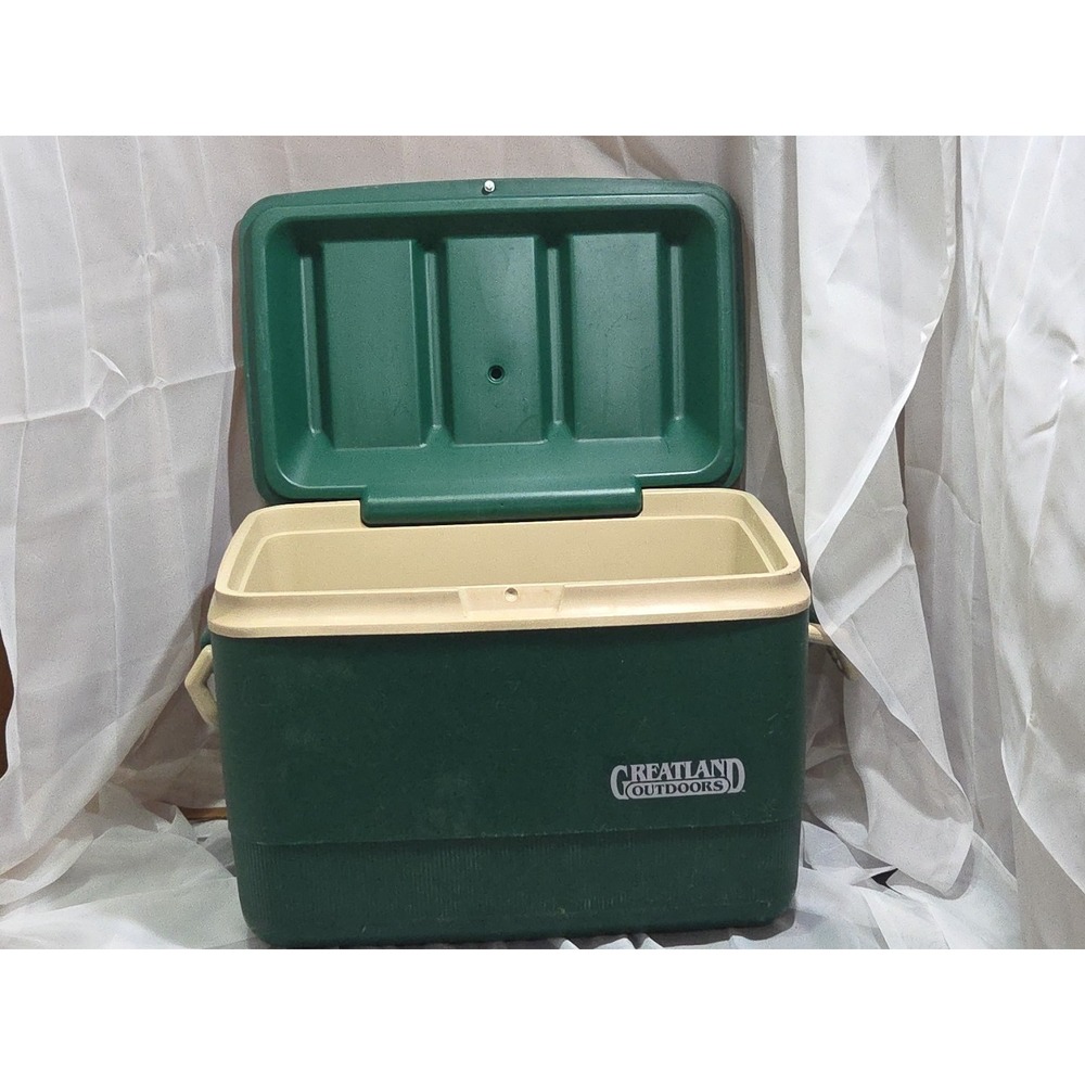 Vintage Greatland Outdoors Forest Green and Beige Cooler 21x15